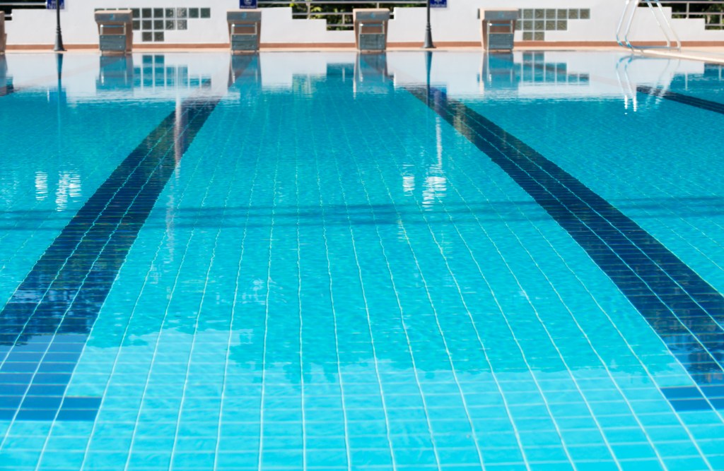 Blue line of lane in  swimming pool