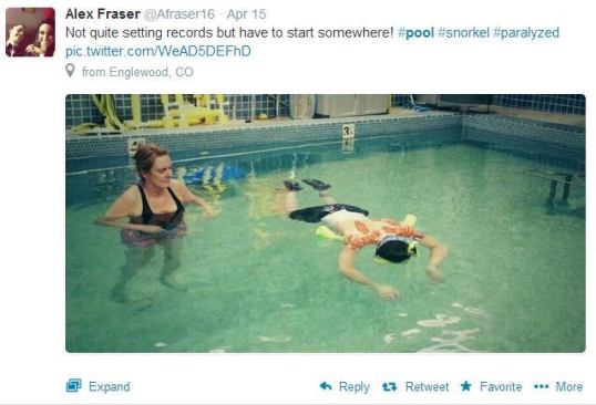 @Afraser16 may be paralyzed, but that ins't stopping him from swimming. Sadly, the high school student injured his spinal chord while surfing in Mexico. But he's staying positive thanks to aquatic therapy and support from his community and friends, as illustrated by the multitude of photos and comments on his Twitter feed (see the hospital prom image, for example). After you check out the inspirational photos, read more about his story 
here. #AISwimSocial