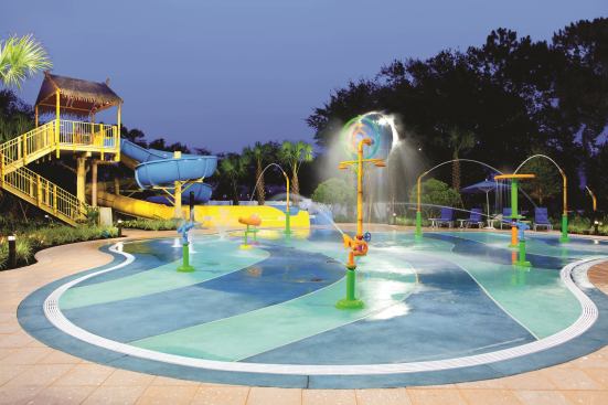 In addition to fun, the design team needed to promote efficiency of space, budget and energy usage. The splashpark and interactive waterfeatures are run with a variable-frequency drive to improve energy efficiency.