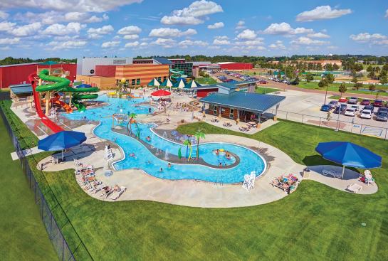 The project originally was set to be constructed in phases, with the lazy river to come later. When a very competitive market drove bids down, the team decided to build it all at once, requiring more work to be completed in the time frame.