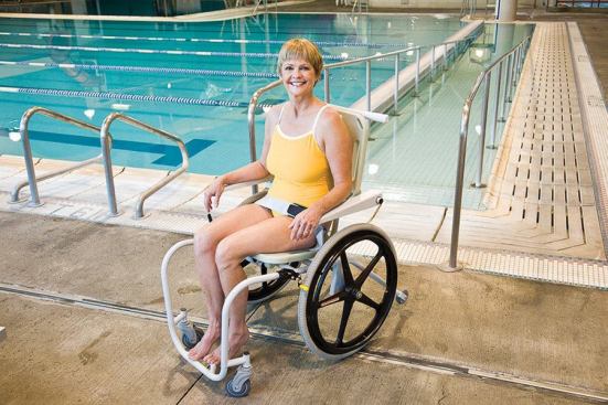 Lincoln Equipment offers its new mobile aquatic chair (MAC) for facilities with ramps, zero-depth entries or movable floors looking to provide water accessibility and safety. The MAC has rear stabilizing wheels, a stainless steel frame with a powder-coated finish, flip-up armrests, an extra-wide, 18-inch rigid plastic seat and a weight capacity of 300 pounds. Contact: 800.223.5450; lincolnaquatics.com